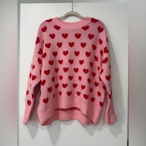 CeCe Pink Sweater with Red Heart Design